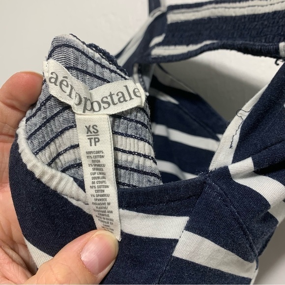 Aeropostale Open Back Stretch Blue & White Tank Top Skater Dress size XS - Picture 7 of 8